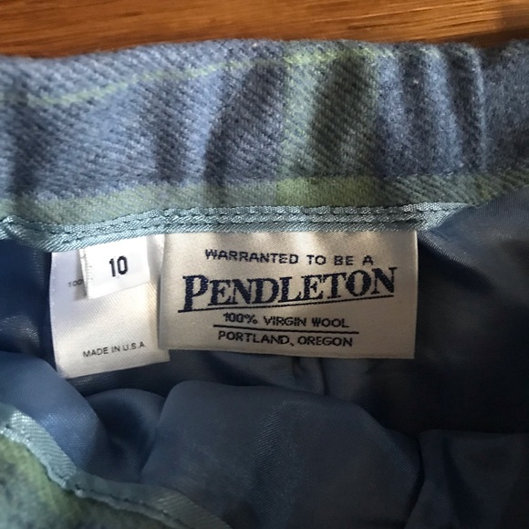 Pendleton virgin wool skirt long 10 lined blue straight pencil - Picture 4 of 8